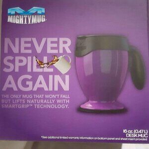 Spill Proof MIGHTY MUG Double Wall Smartgrip No Spill Tip Handled Travel NIB NEW